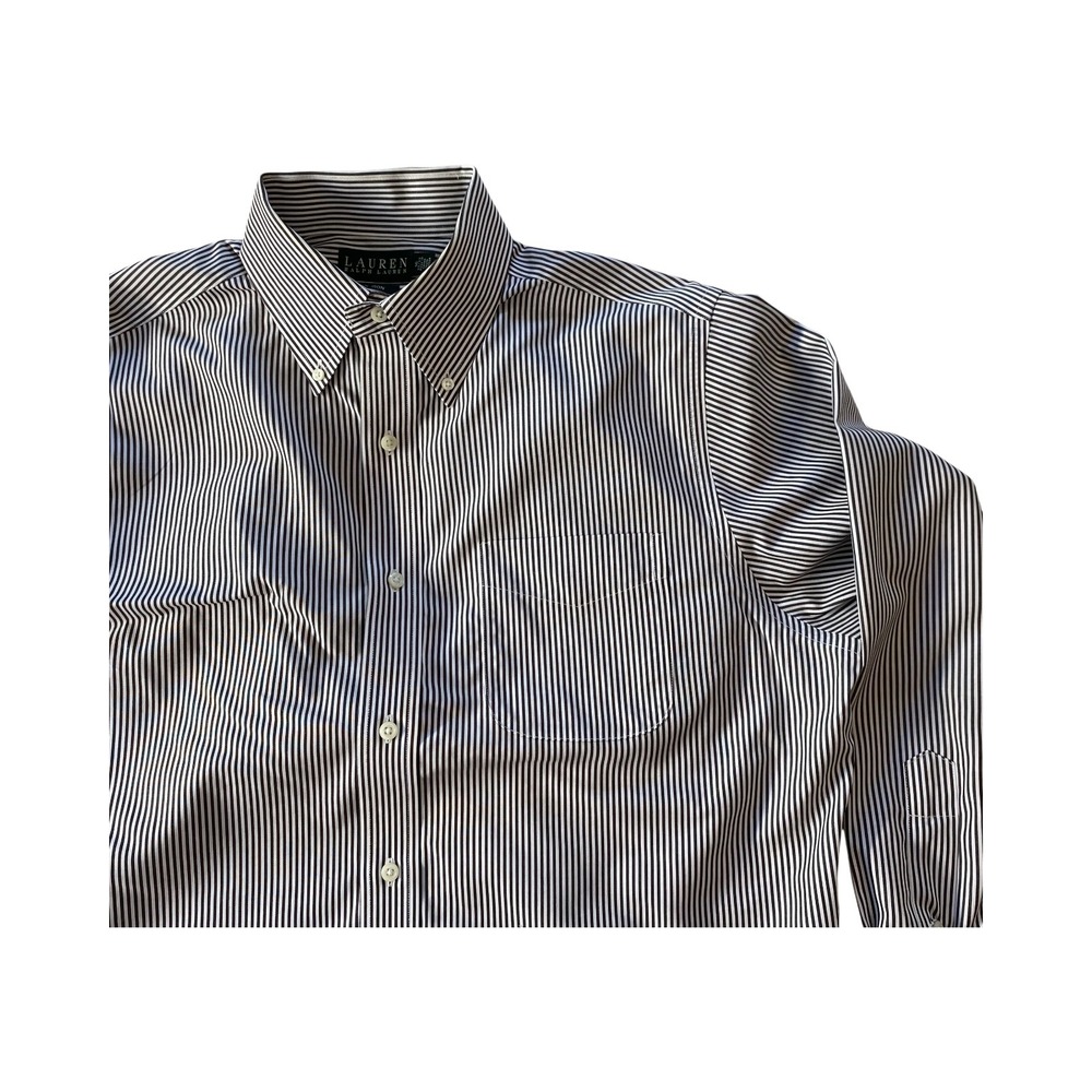 Lauren Ralph Lauren Mens 16 32/33‎ Stripe Button Down Non Iron Shirt
